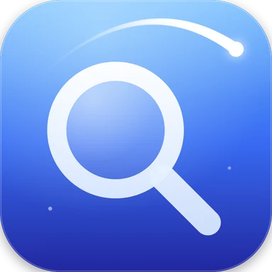 The Flyby icon: a magnifying glass under a comet